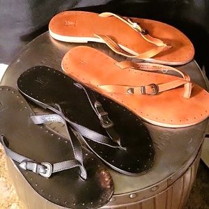 Frye leather flip flops bundle.